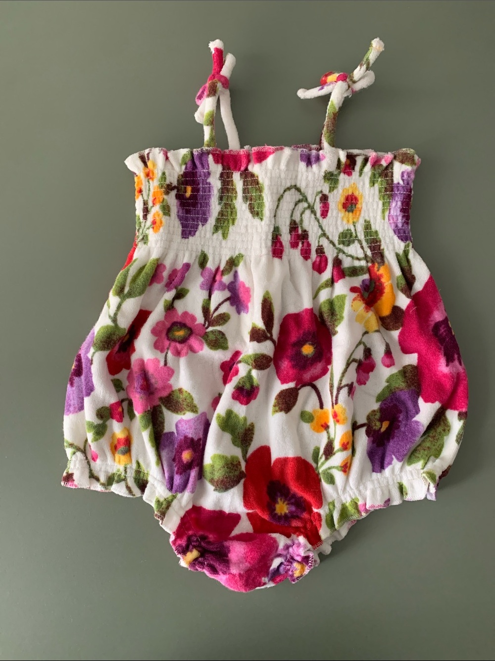 GAP Vintage Floral One piece -White with Pink, Purple & Red Flowers
